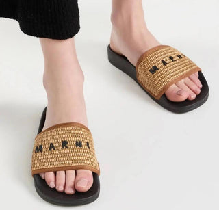Marni Raffia Slides