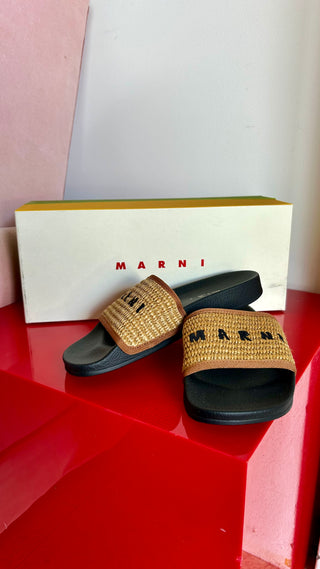 Marni Raffia Slides