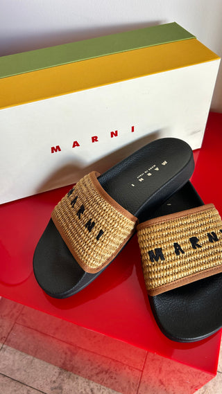Marni Raffia Slides