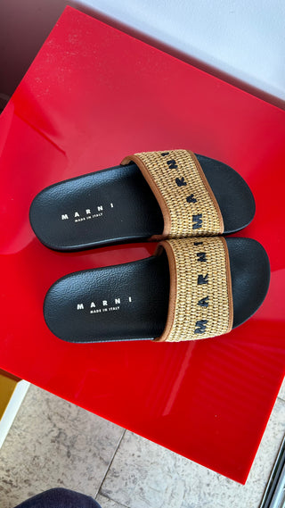 Marni Raffia Slides