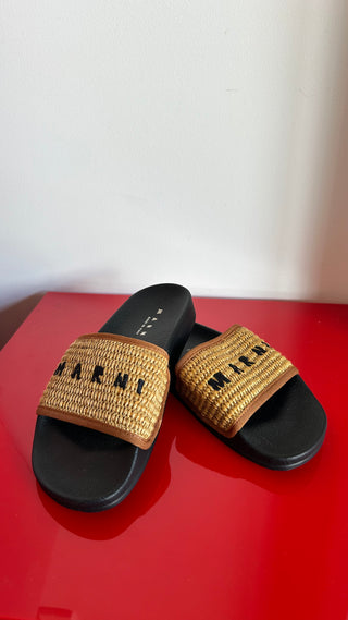 Marni Raffia Slides