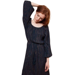 Metallic Stripe Cotton Dress